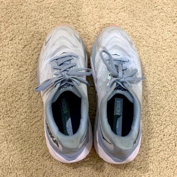 WOMENS 7.5 blue and white HOKAS - Picture 3 of 4